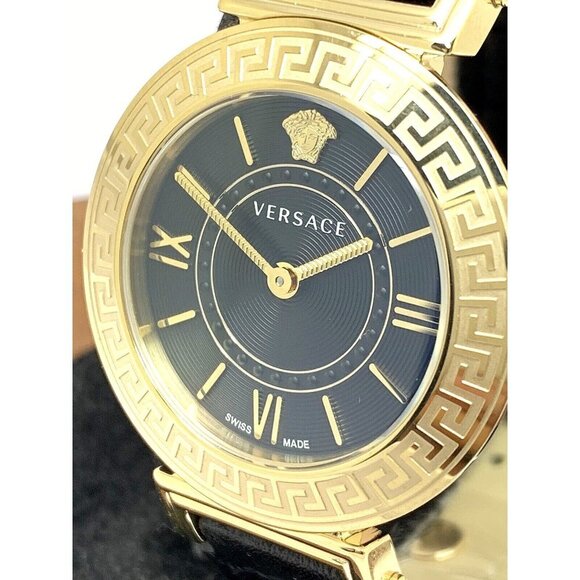 Versace Women's Watch VEVG00420 Tribute Swiss Quartz Gold Black Dial Leather - Picture 1 of 14